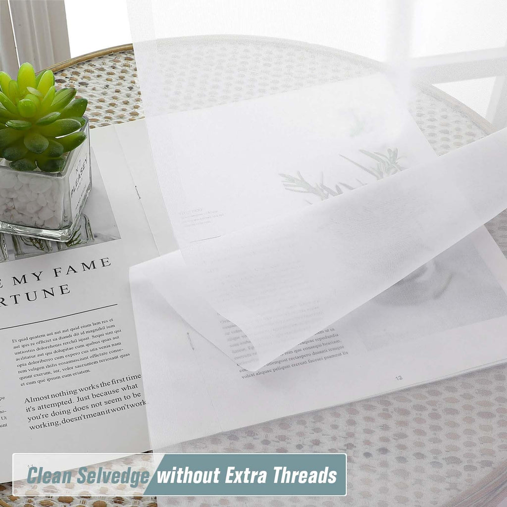 Extra Wide Sheer White Curtains 84 Inches Long 2 Panels D19915