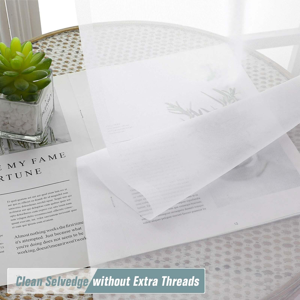 Extra Wide Sheer White Curtains 84 Inches Long 2 Panels D19915