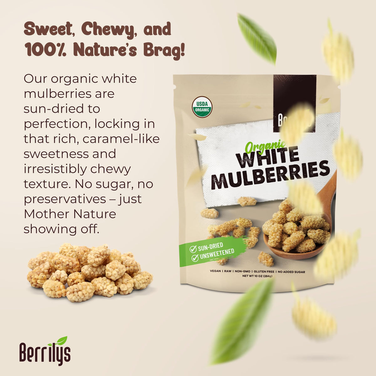 Organic Dried White Mulberries 2 Pack 10oz Y90152