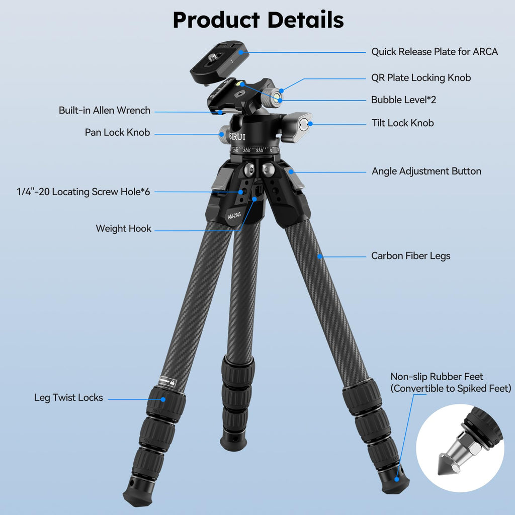 Carbon Fiber Mini Desktop Tripod with 360° Ball Head N783