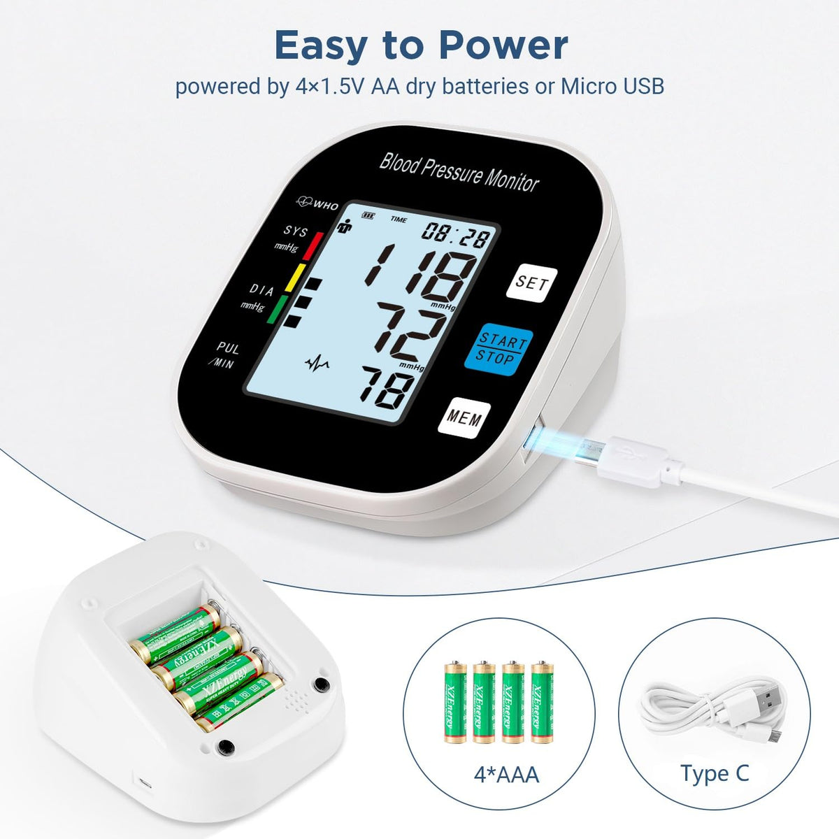 Blood Pressure Monitor with Large Backlit Display for 2 Users Arm Cuff & Storage Bag X590
