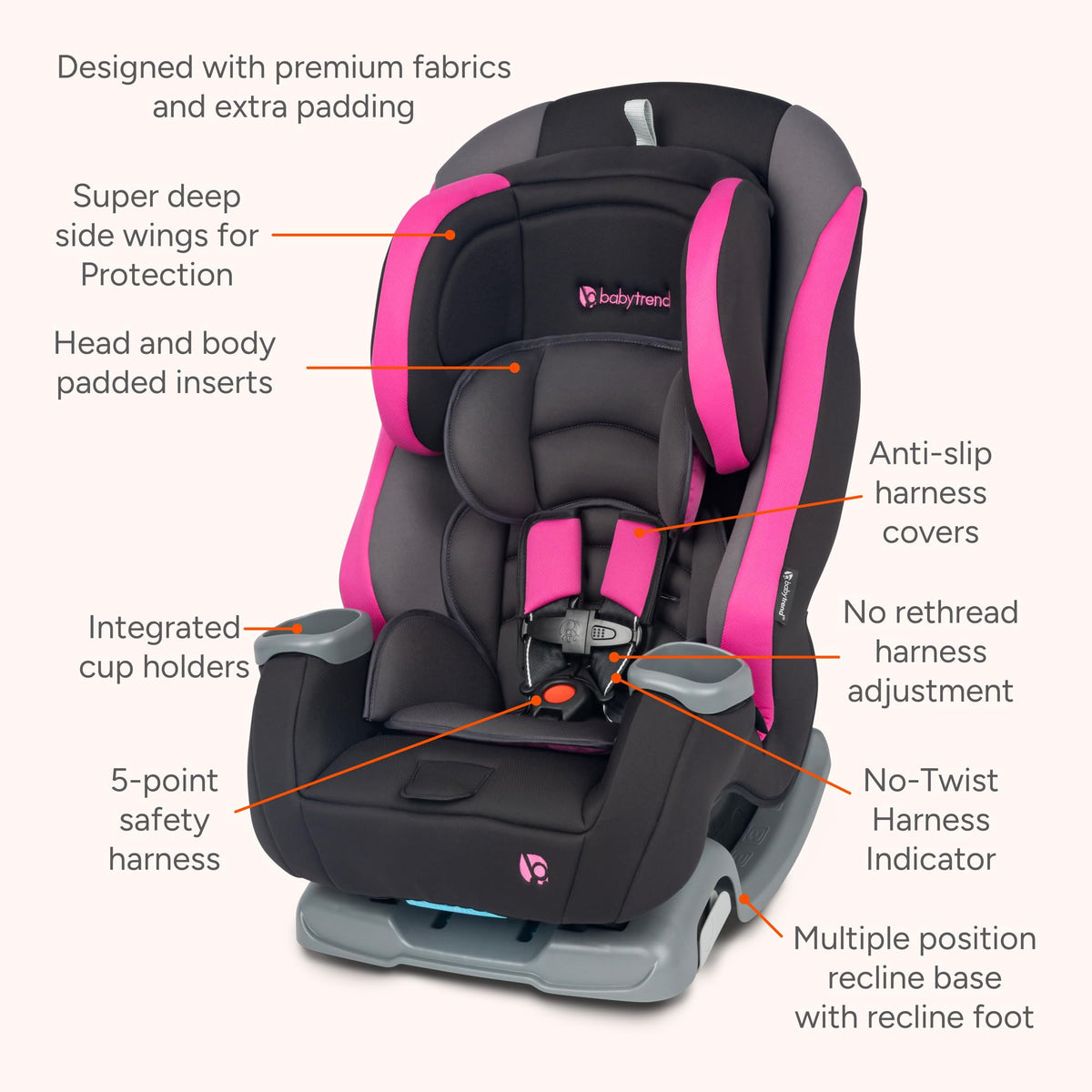 Pink Convertible Car Seat N365