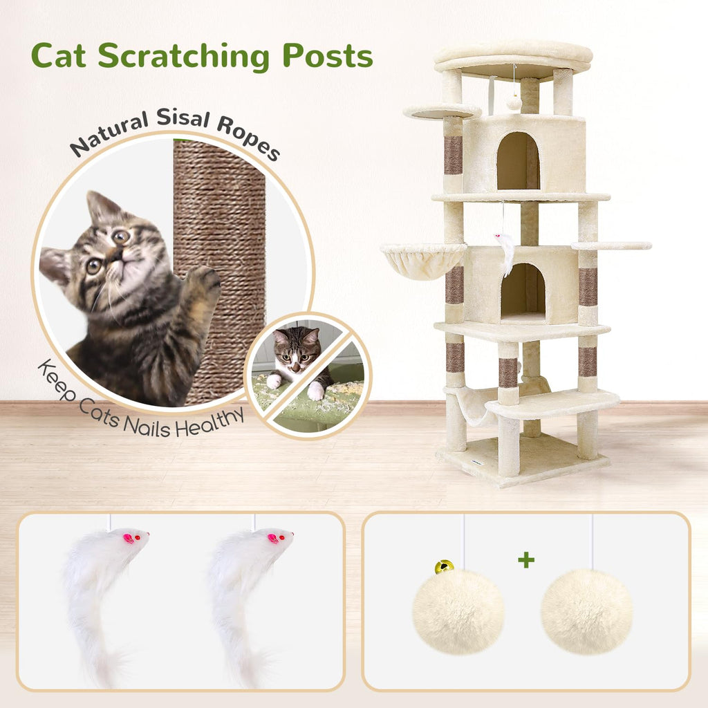 Beige 66inch Corner Cat Tree Tower C5081