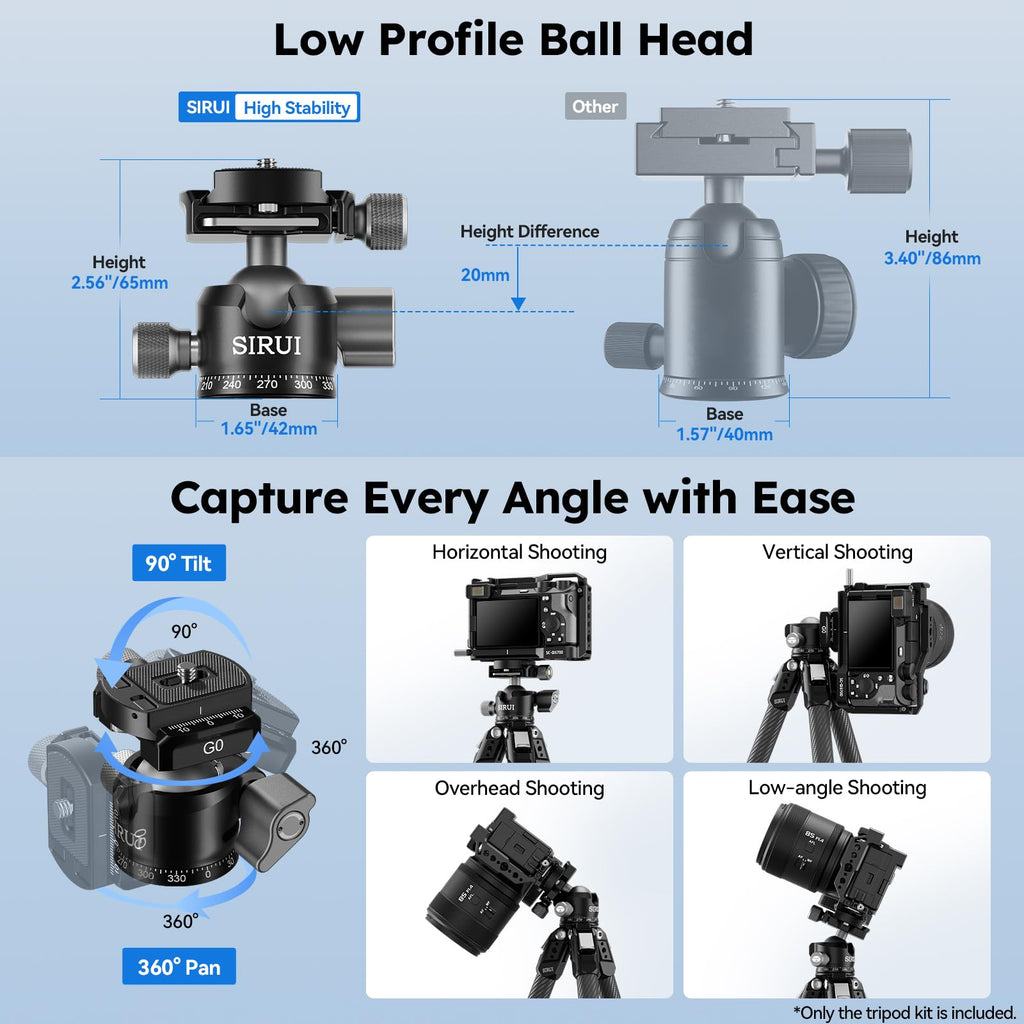 Carbon Fiber Mini Desktop Tripod with 360° Ball Head N783