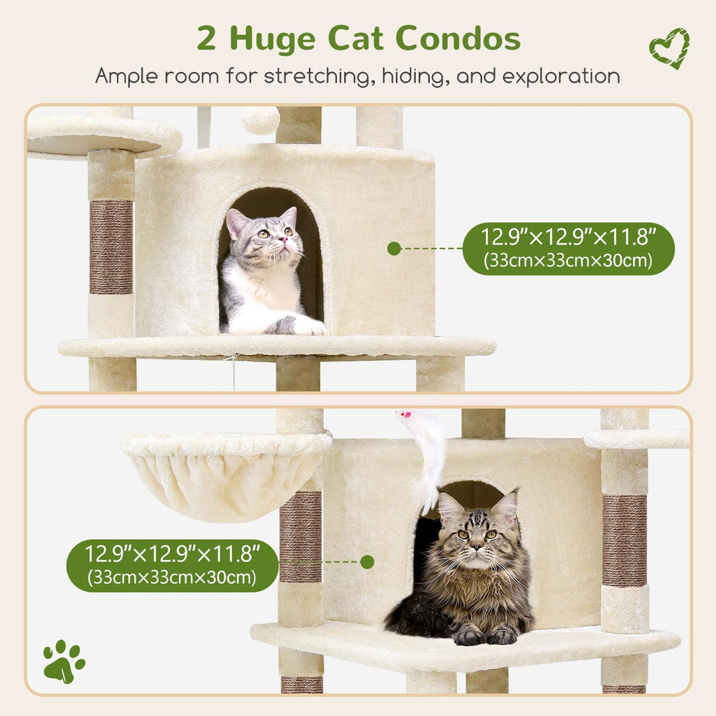 Beige 66inch Corner Cat Tree Tower C5081