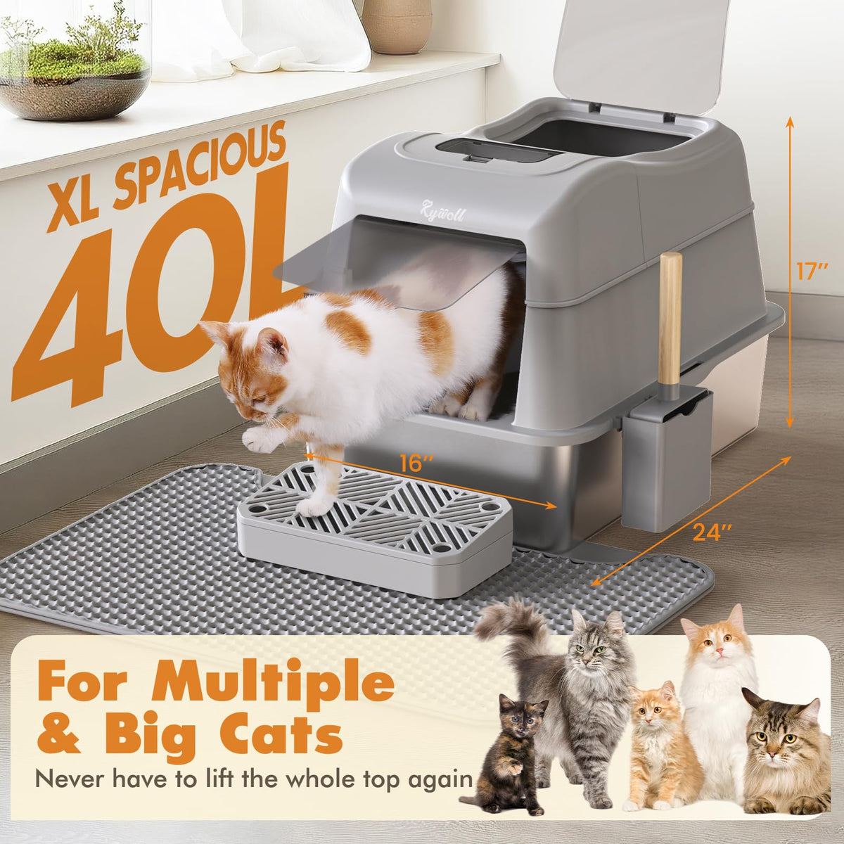 Stainless Steel Cat Litter Box 40L R4046