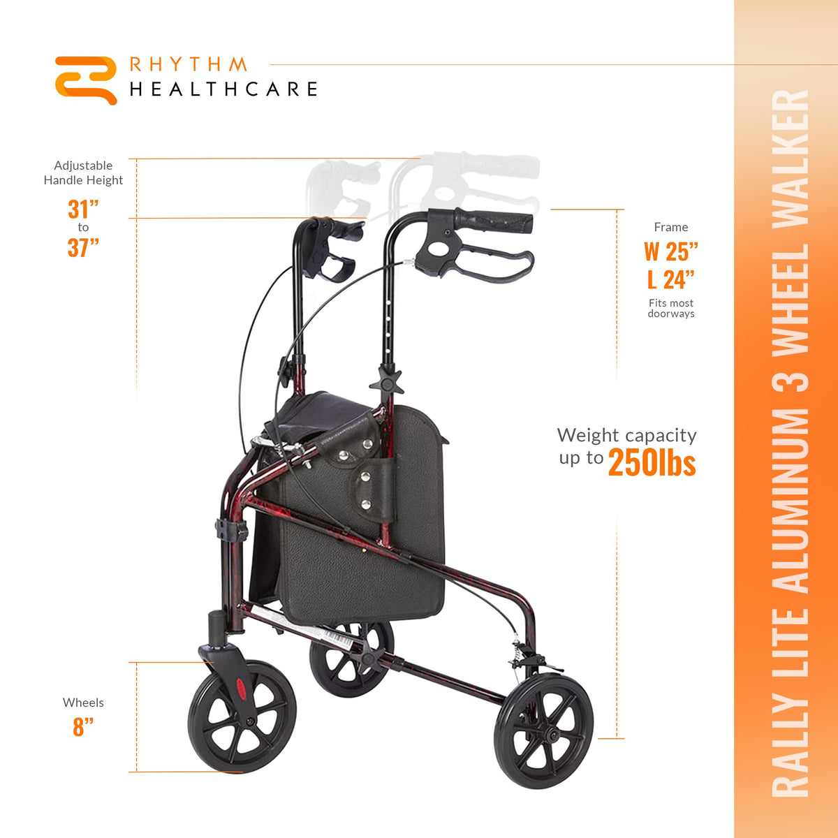 3-Wheel Rollator Walker W5229