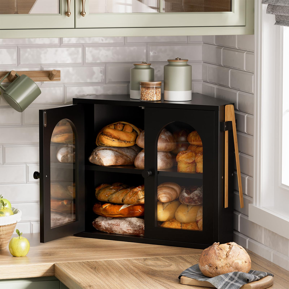 2 Tier Corner Bread Box with Acrylic Door G201596