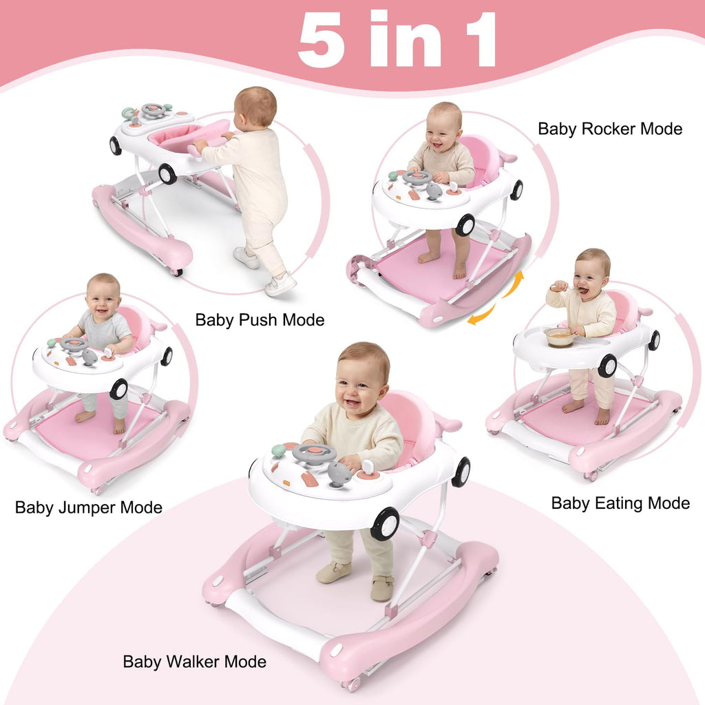 5-in-1 Convertible Baby Walker with Steering Wheel Music Activity Center F668