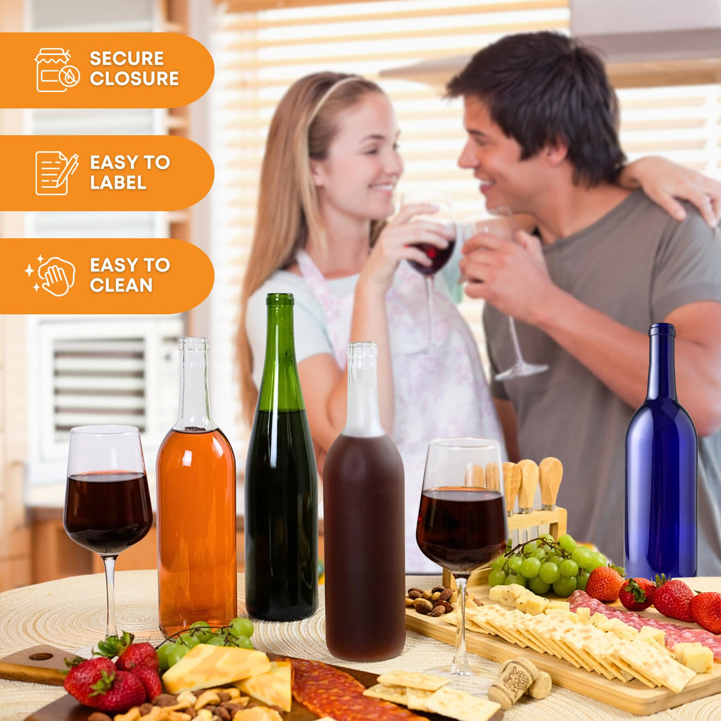 750ml Clear Glass Bottles with Lids, 48-Pack I400