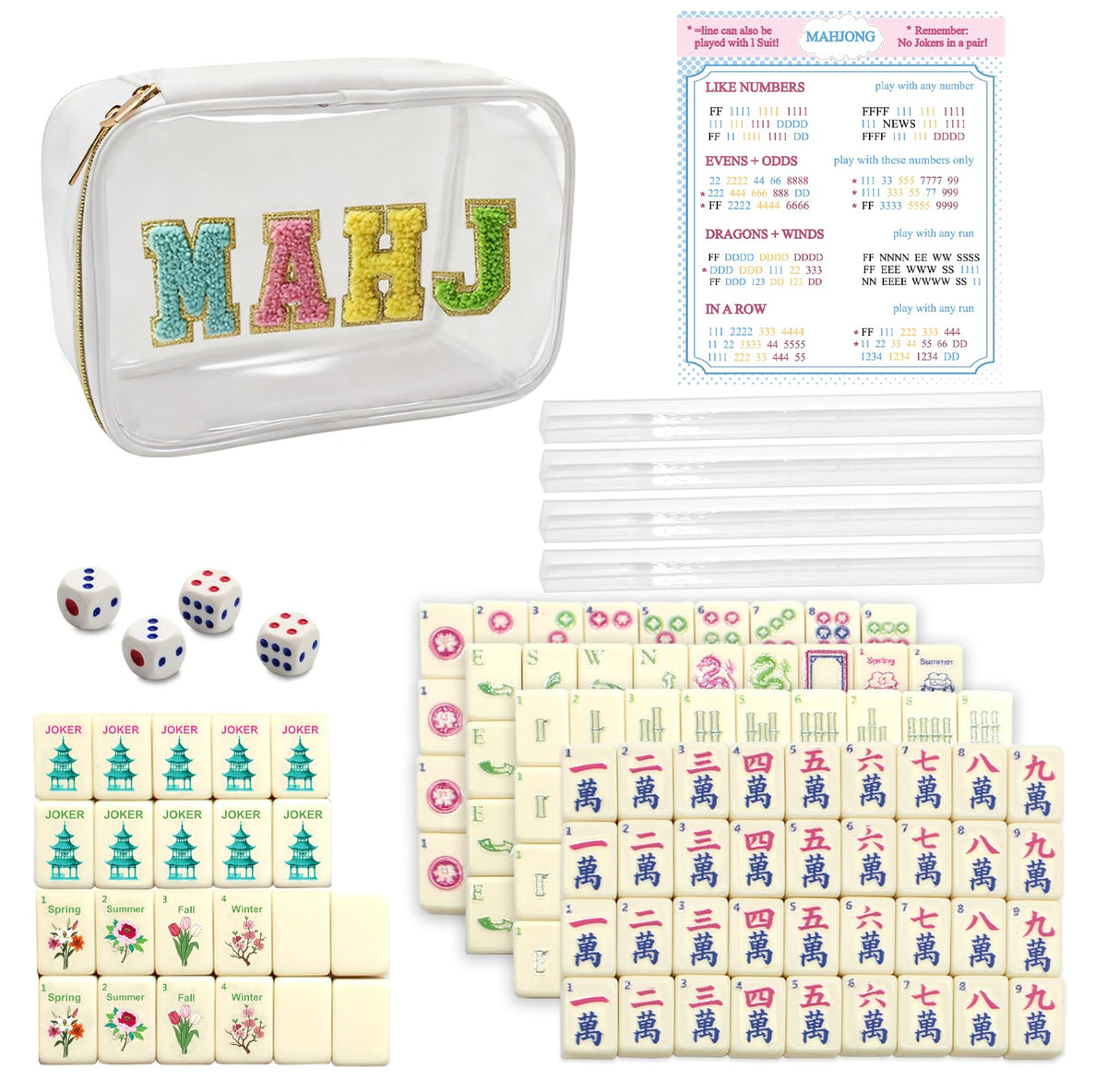 Mini Mahjong Set with 166 White Tiles Z1610
