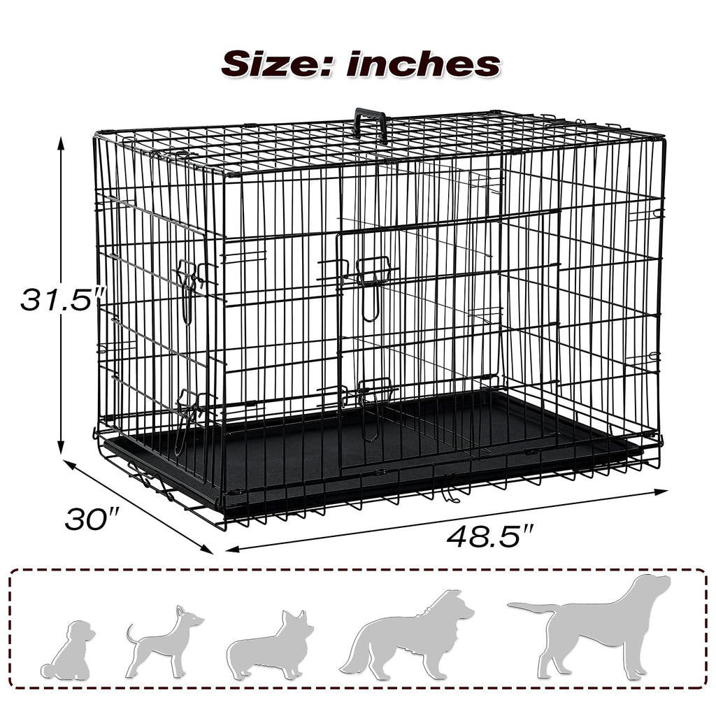 48 Inch Double Door Metal Dog Crate with Divider Panel L37047