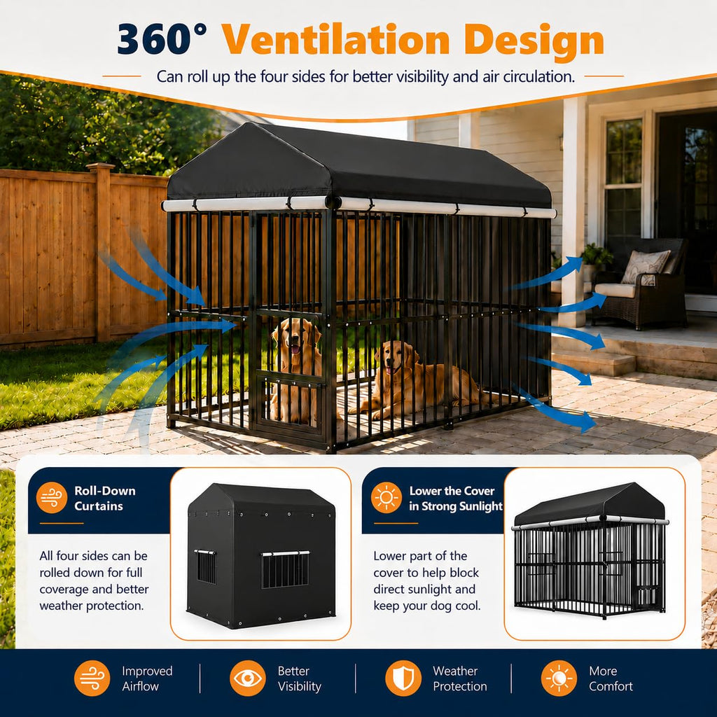 Heavy Duty Outdoor Dog Kennel with Cover F591
