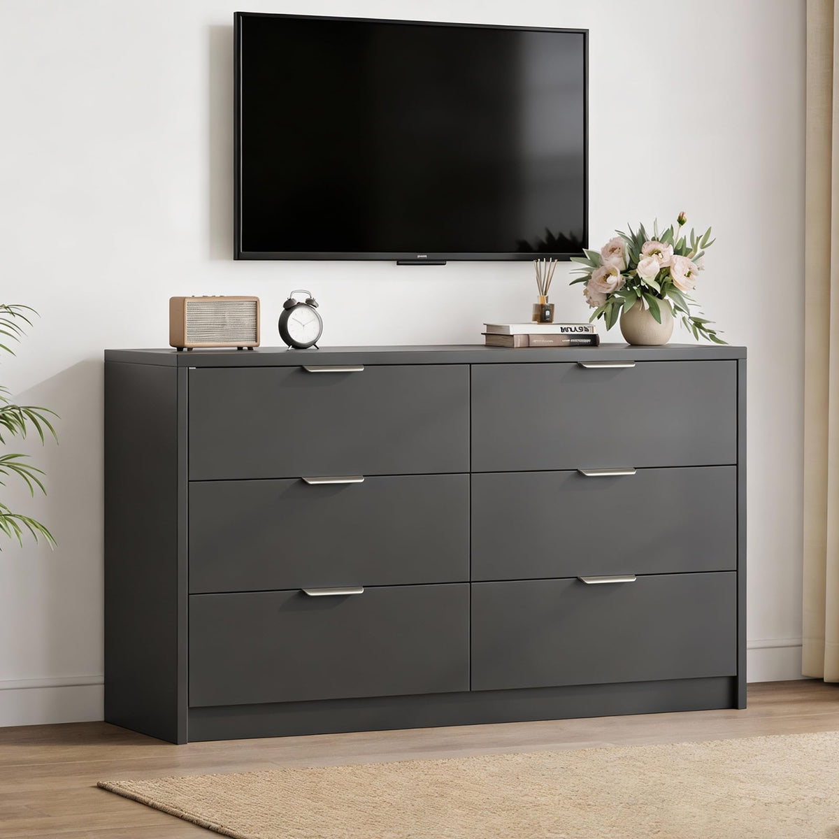 53" Wide 6 Drawer Wood Dresser T76260