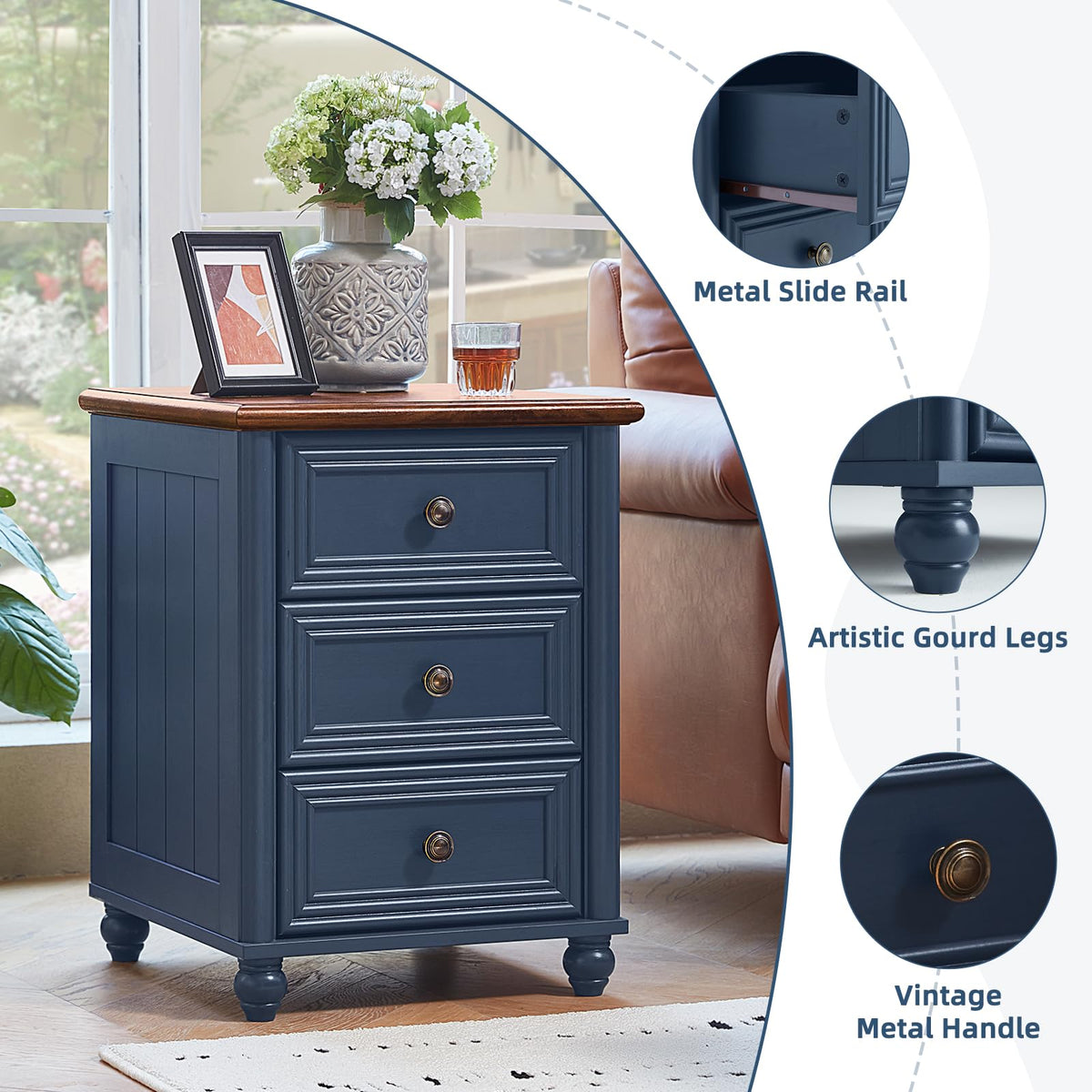 18" Night Stand with 3 Drawers O531836