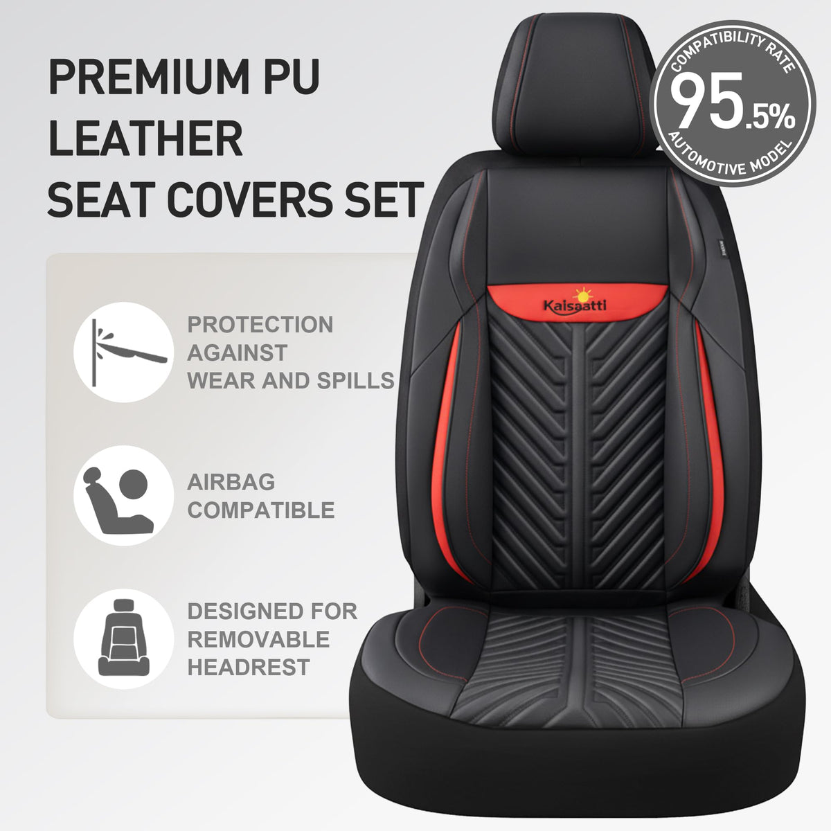 PU Leather Waterproof Car Seat Covers Full Set Z1004