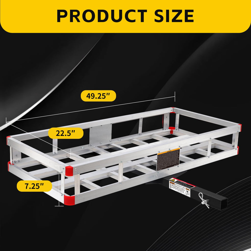 Aluminum Cargo Carrier with High Side Rails, 500-lb Load Capacity, Grey, 49" x 22.5" R203427