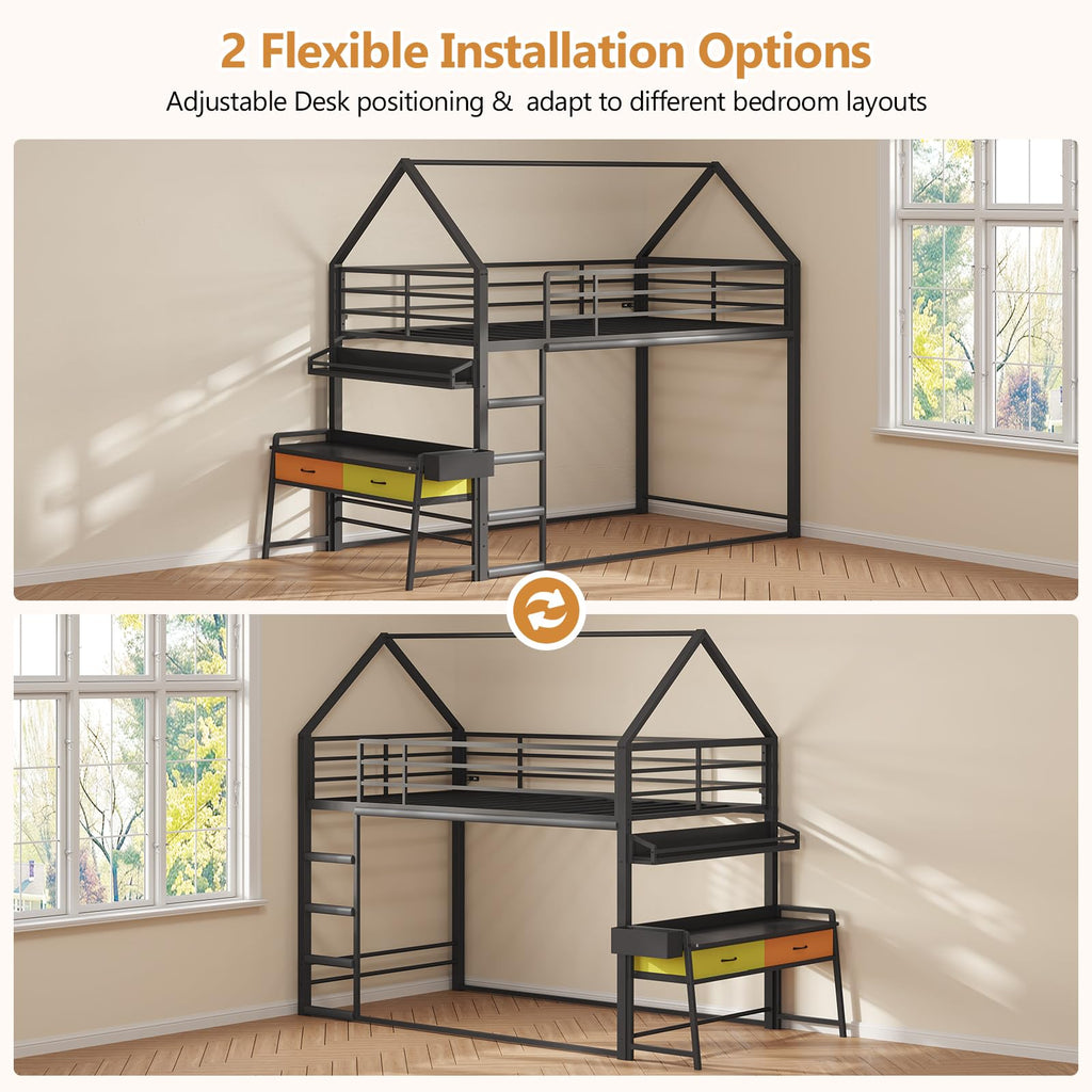 Twin Over Twin Bunk Bed with Desk and Drawers H97976