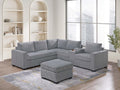 Light Gray 4pc Corduroy Sectional Sofa Set with Ottoman C671936
