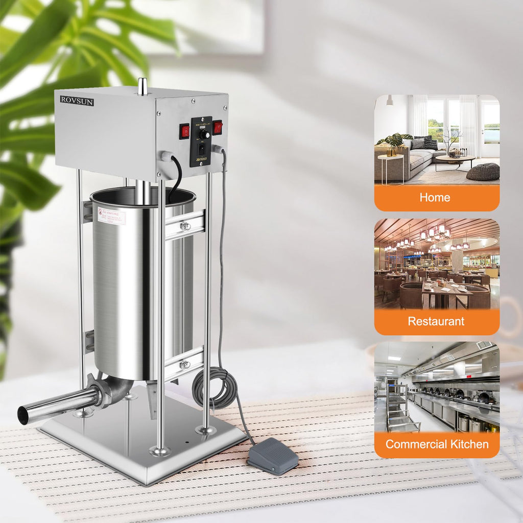 15L Electric Stainless Steel Sausage Stuffer with 5 Stuffing Tubes R746648