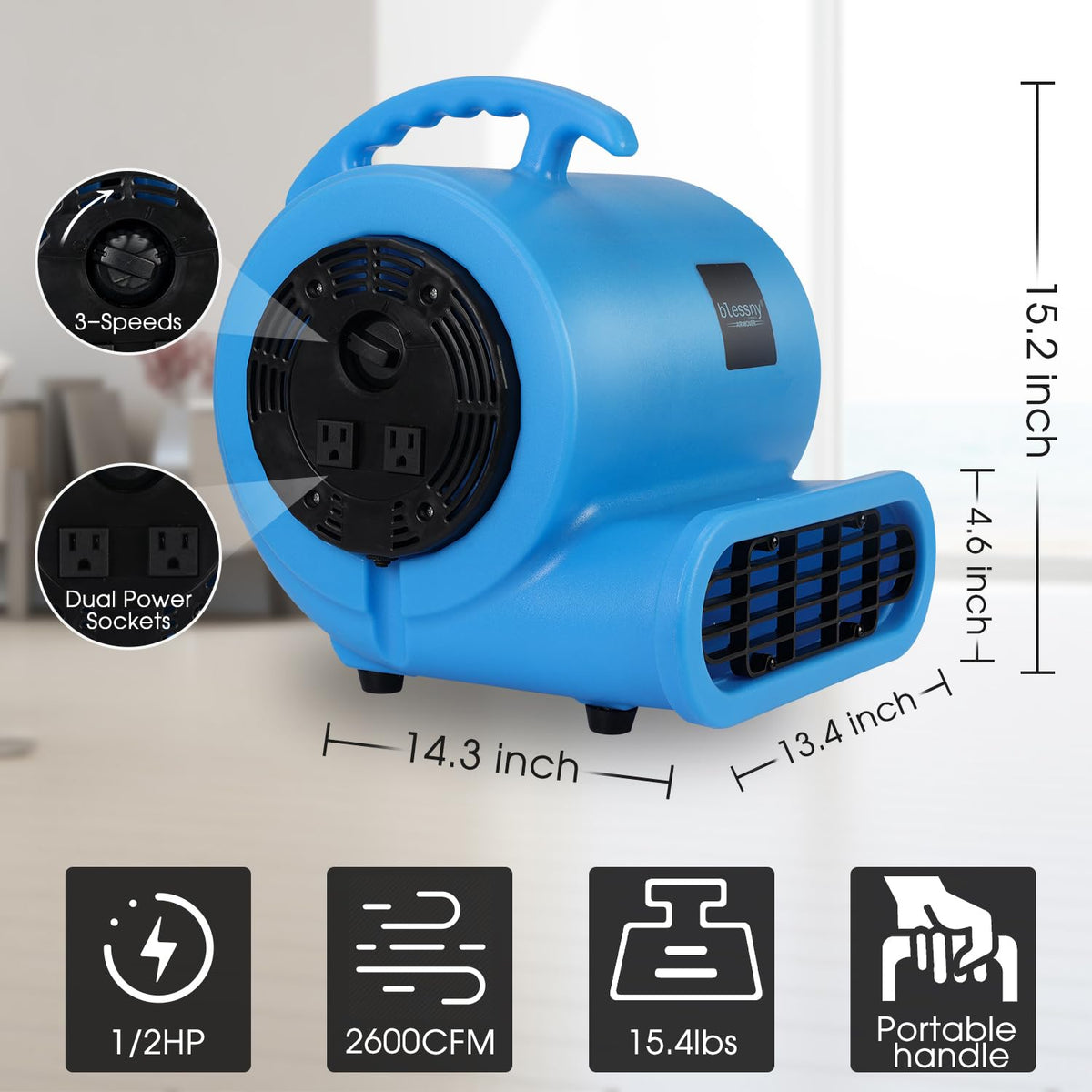 1/2 HP Carpet Dryer Air Blower Fan O161391