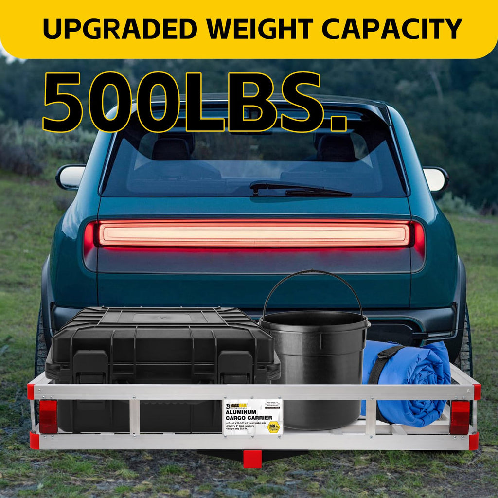 Aluminum Cargo Carrier with High Side Rails, 500-lb Load Capacity, Grey, 49" x 22.5" R203427
