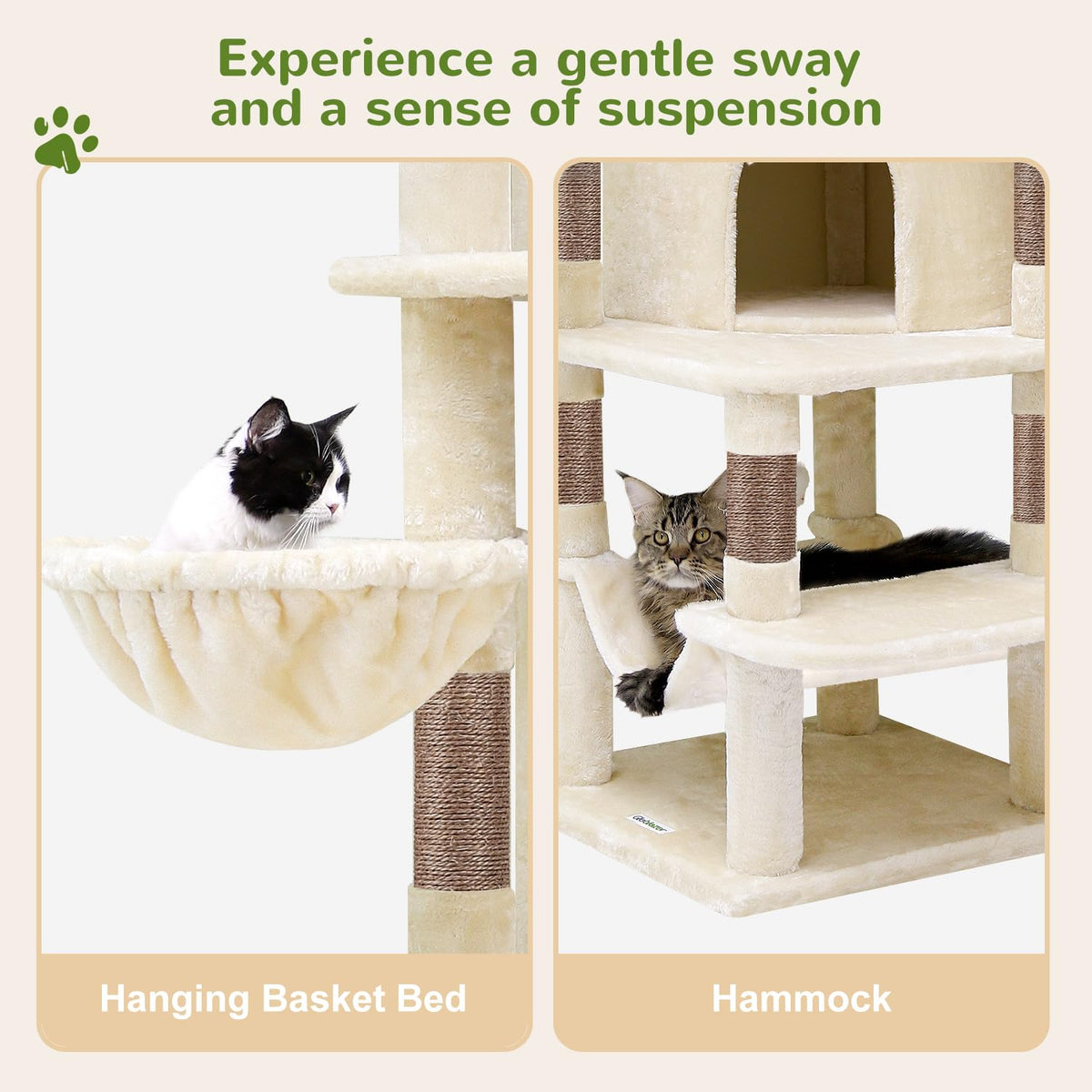 Beige 66inch Corner Cat Tree Tower C5081