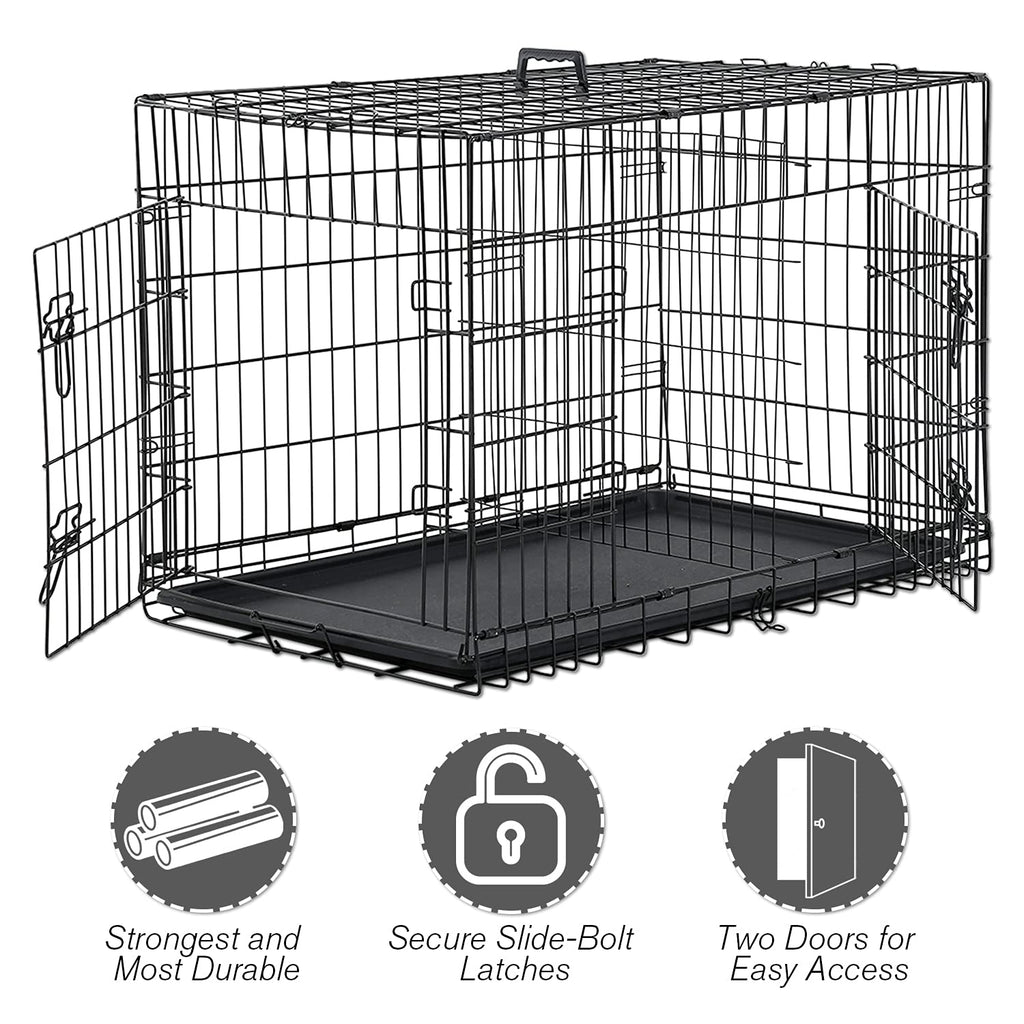 48 Inch Double Door Metal Dog Crate with Divider Panel L37047