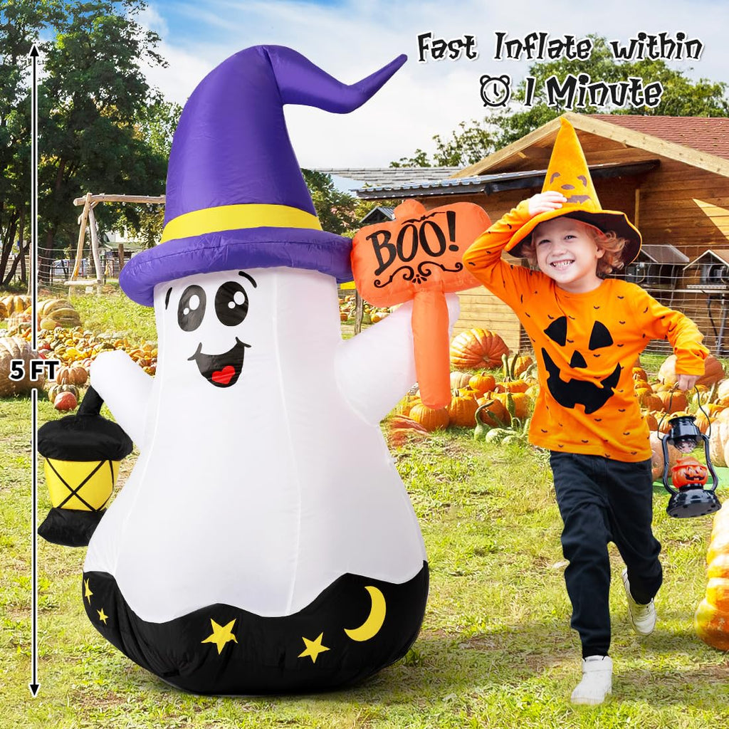 5 FT Halloween Inflatables Ghost with Built-in LEDs N8273