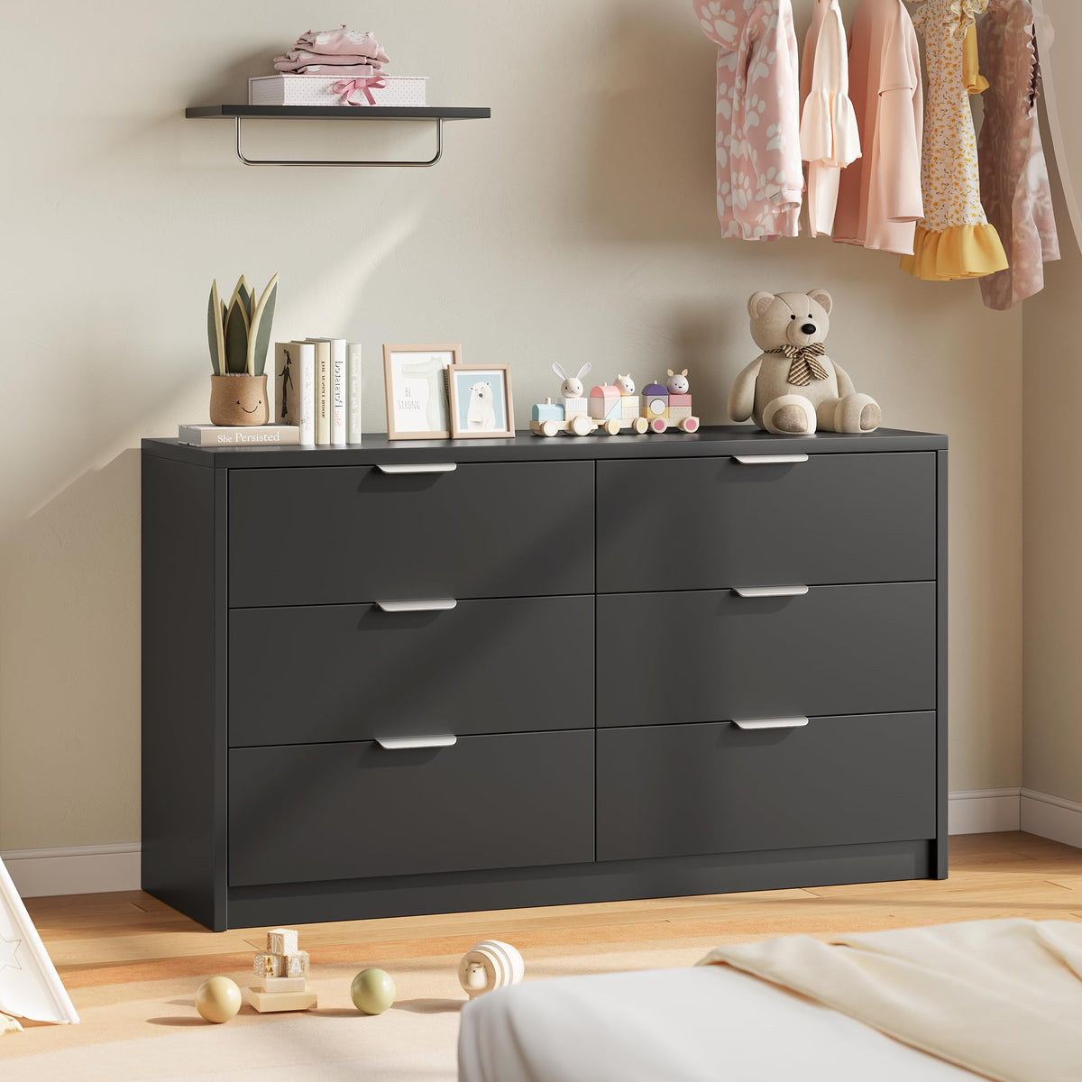53" Wide 6 Drawer Wood Dresser T76260