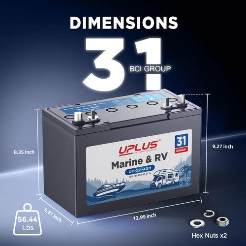 12V 105Ah 825CCA Dual Purpose AGM Marine Battery L580
