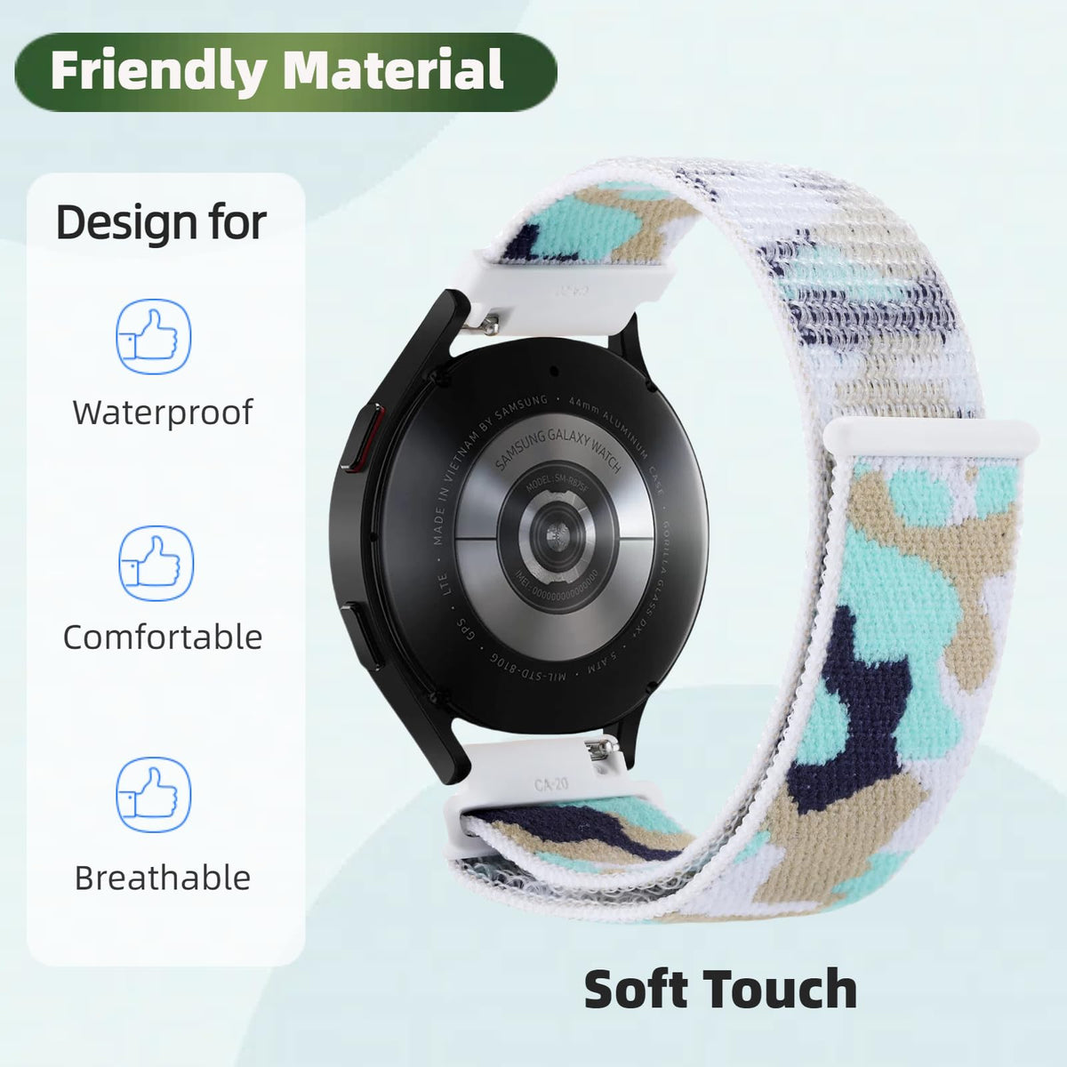 3 Pack 20mm Nylon Sport Loop Band Camouflage R8739