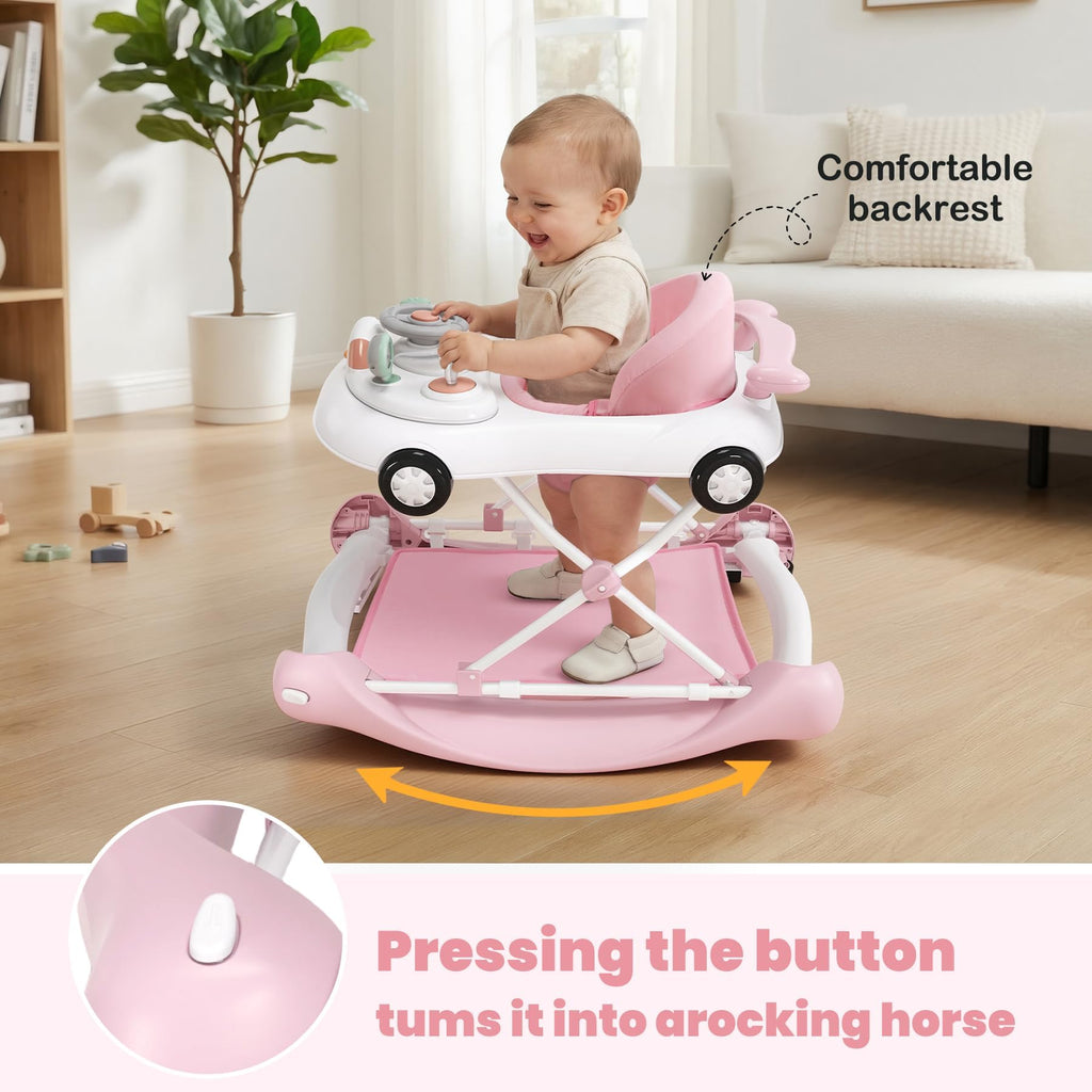 5-in-1 Convertible Baby Walker with Steering Wheel Music Activity Center F668