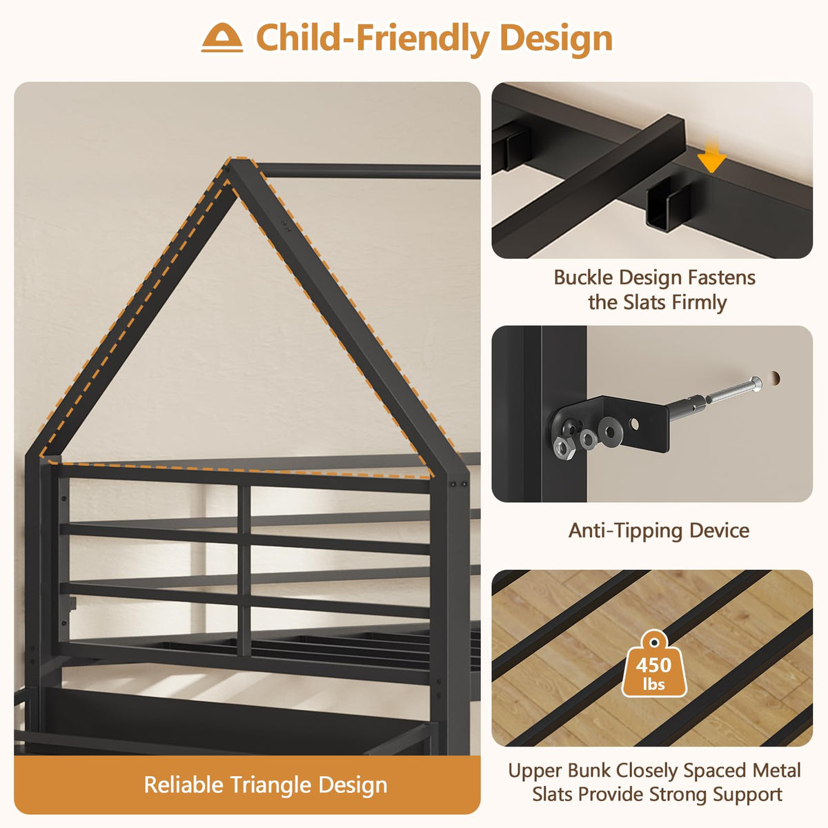 Twin Over Twin Bunk Bed with Desk and Drawers H97976