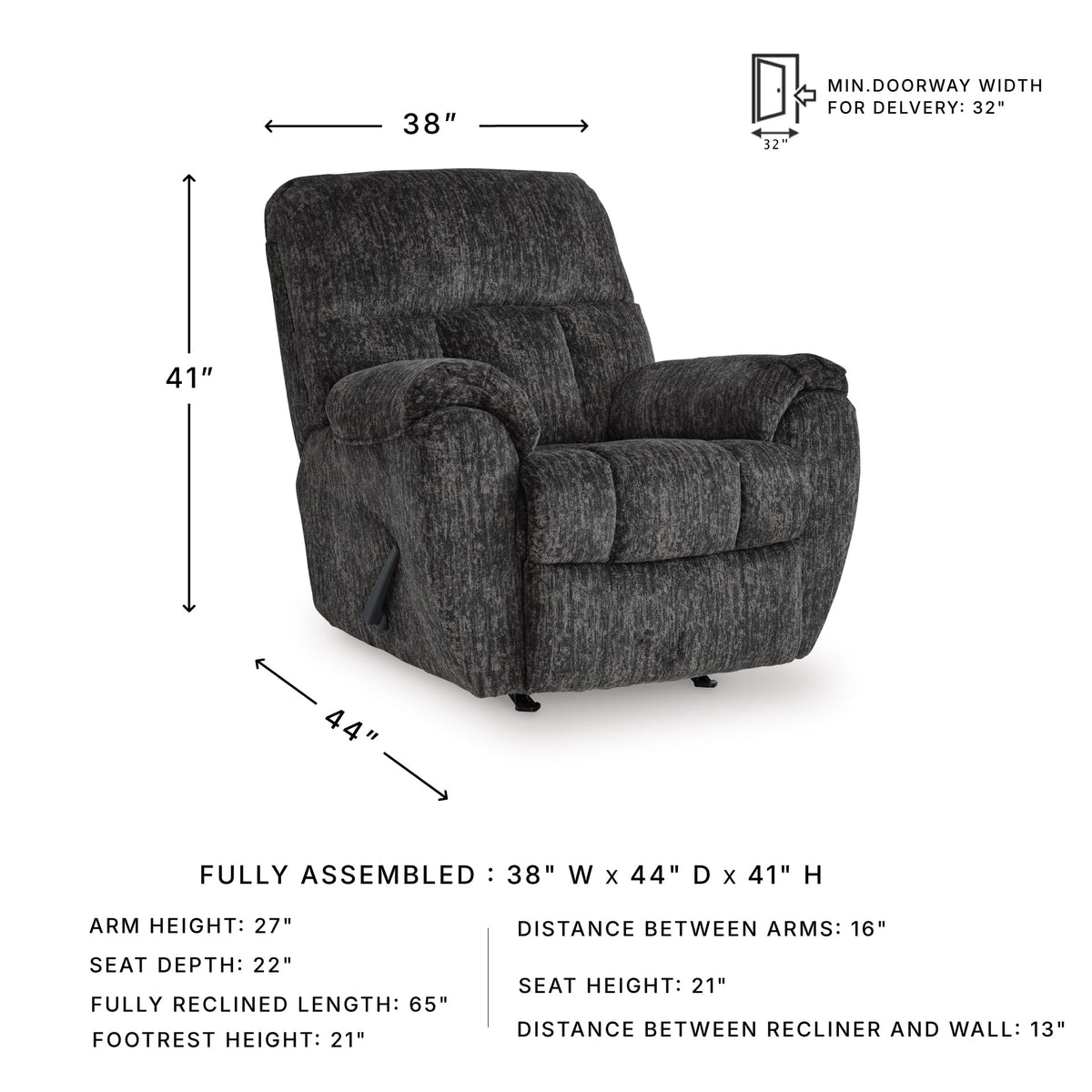 Gray Chenille Rocker Recliner Chair B42680