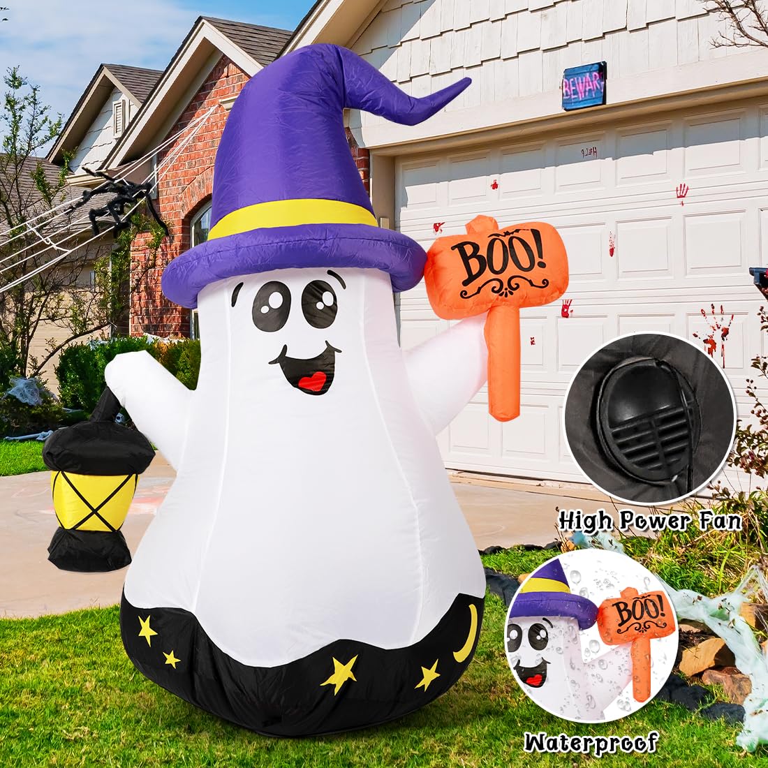 5 FT Halloween Inflatables Ghost with Built-in LEDs N8273