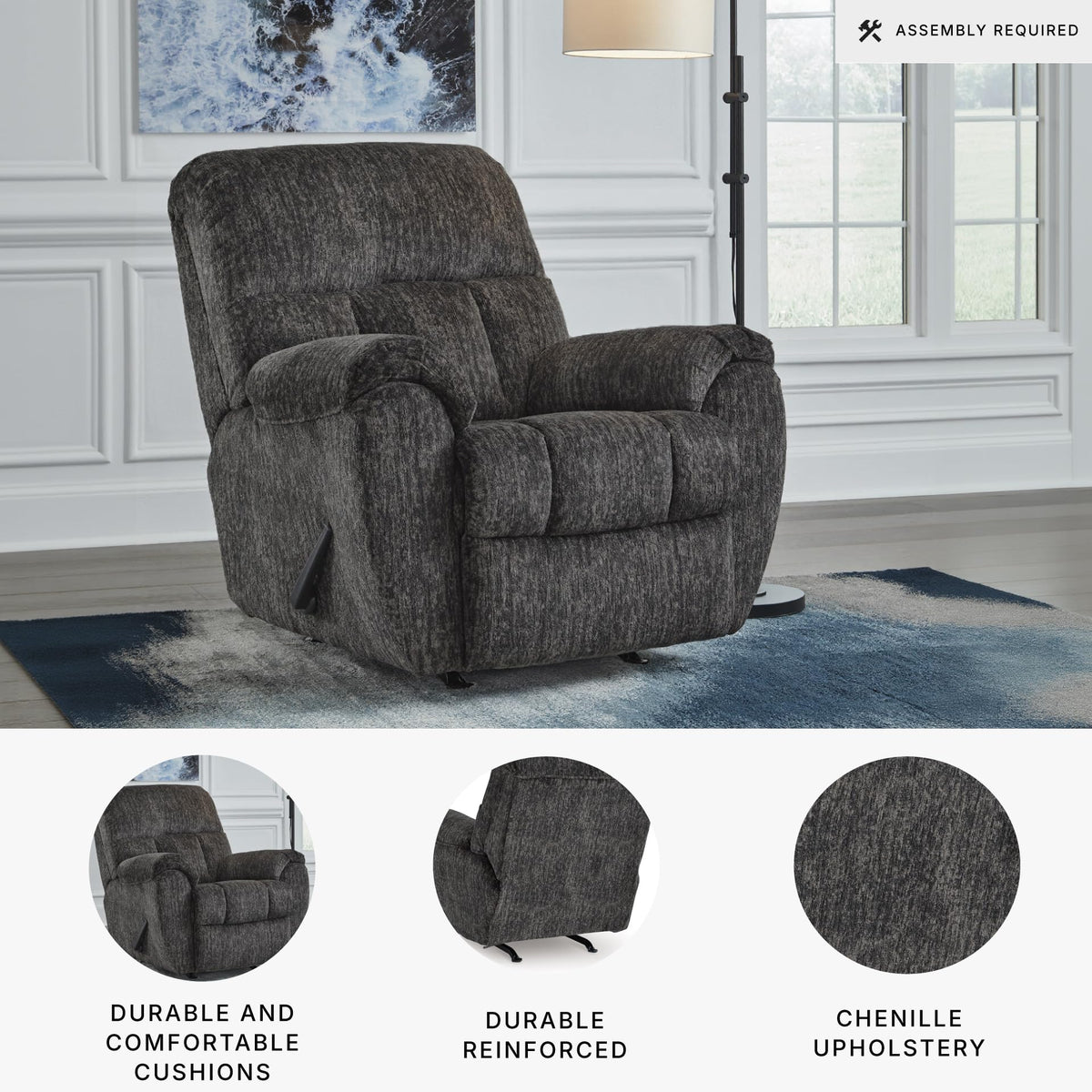 Gray Chenille Rocker Recliner Chair B42680