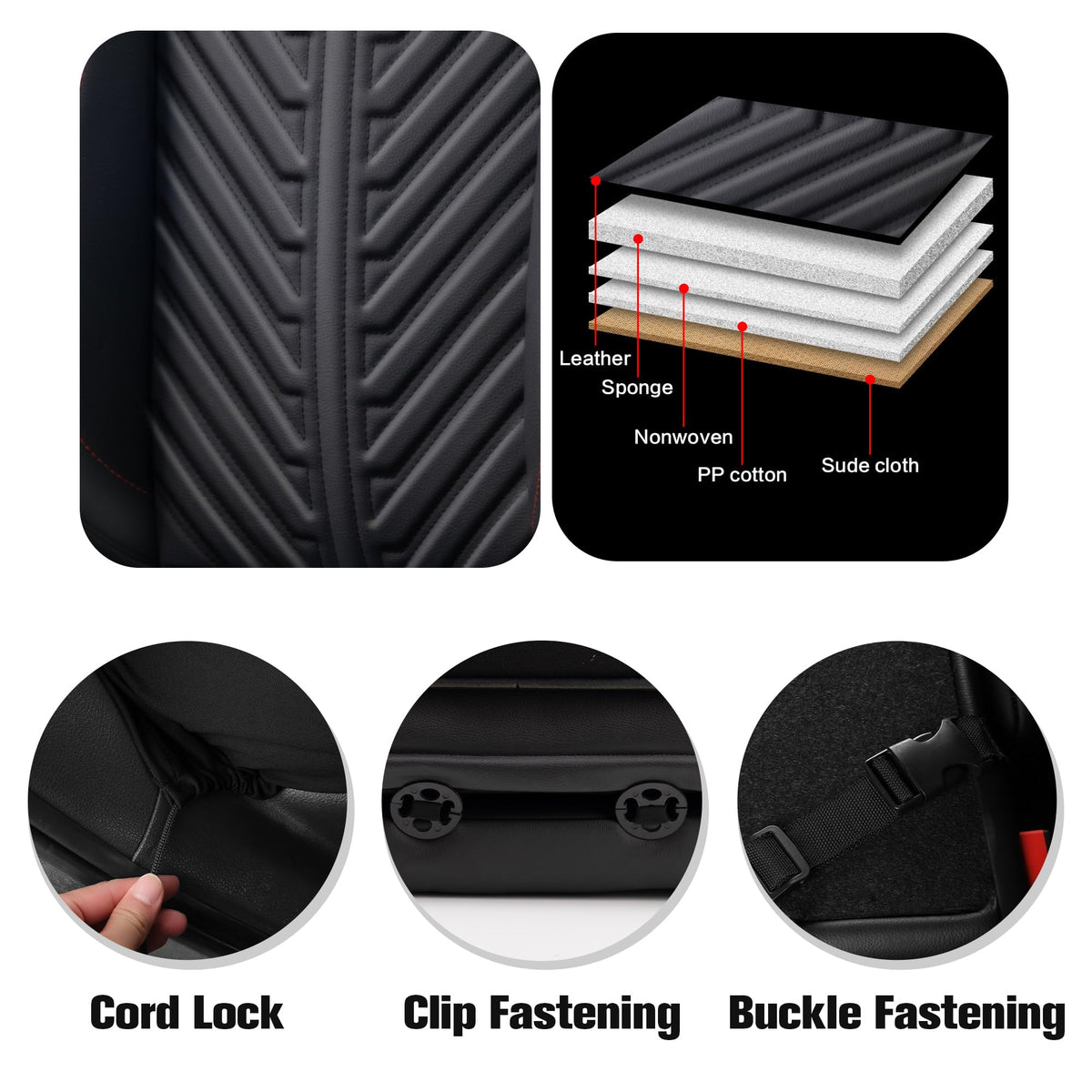 PU Leather Waterproof Car Seat Covers Full Set Z1004
