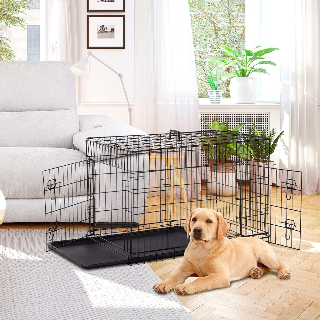 48 Inch Double Door Metal Dog Crate with Divider Panel L37047