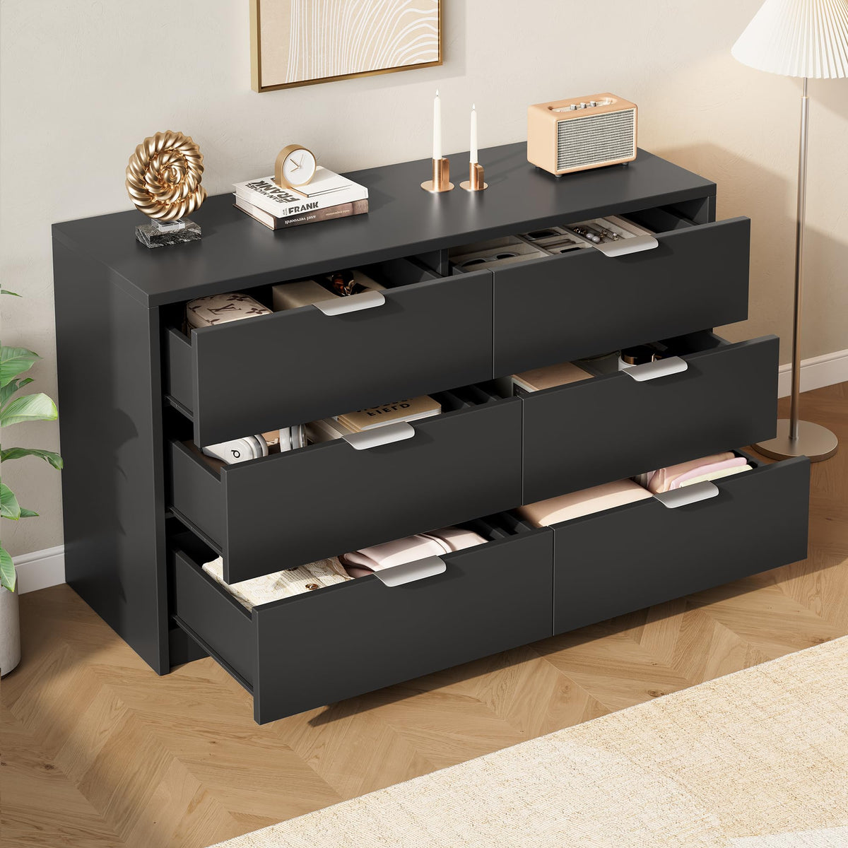 53" Wide 6 Drawer Wood Dresser T76260