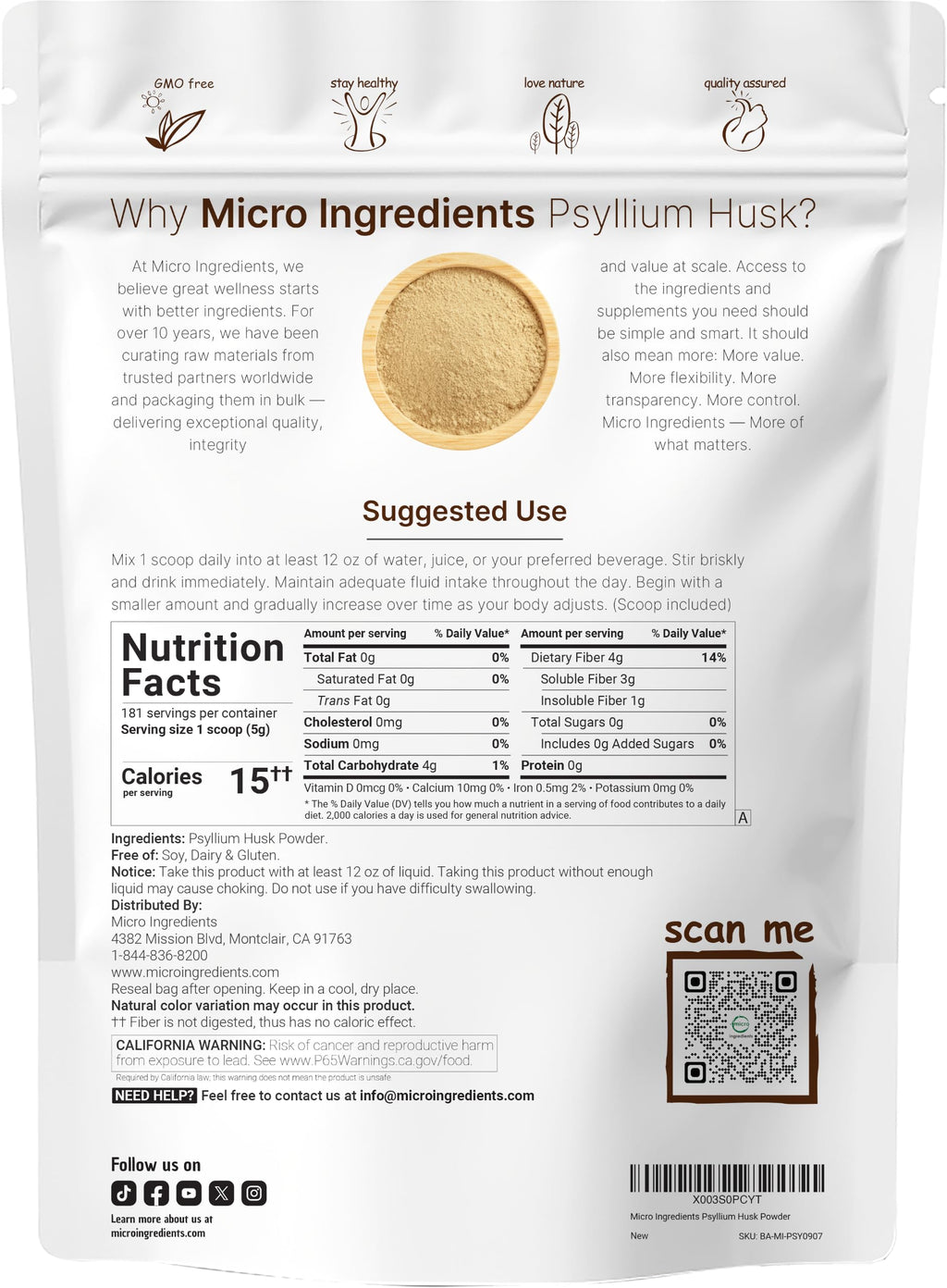 Psyllium Husk Powder, 2 lb. S862359