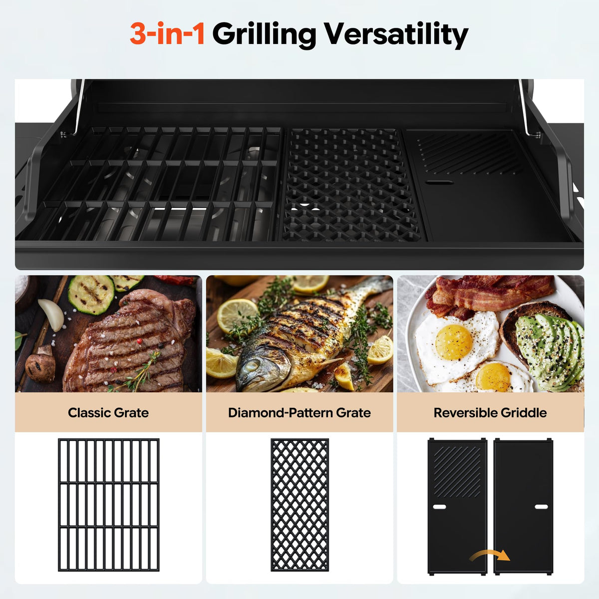 4 Burner Propane Gas Grill with Infrared Side Burner U11546