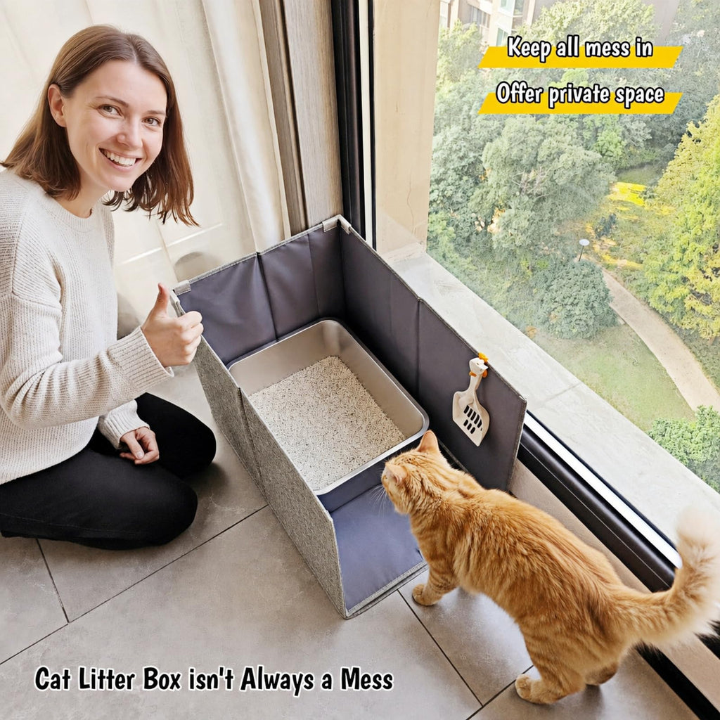Extra Large Open Top High Sided Cat Litter Box Enclosure Q271604