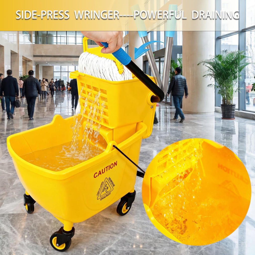 33 Qt Mop Bucket with Side-Press Wringer and Cotton Mop A74612