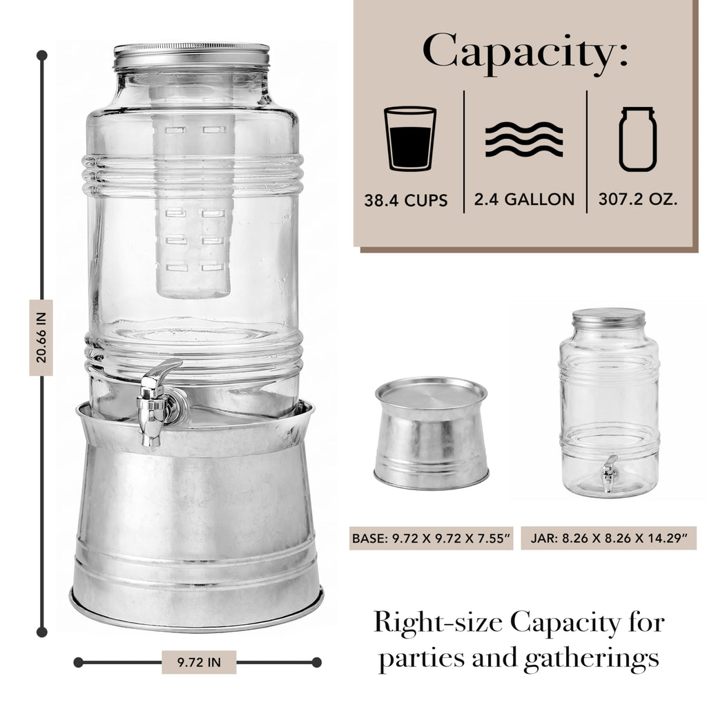 Glass Beverage Dispenser with Metal Stand M2595