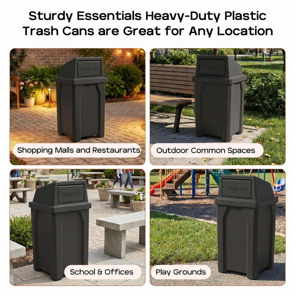 32 Gallon Outdoor Trash Can with Lid A6746