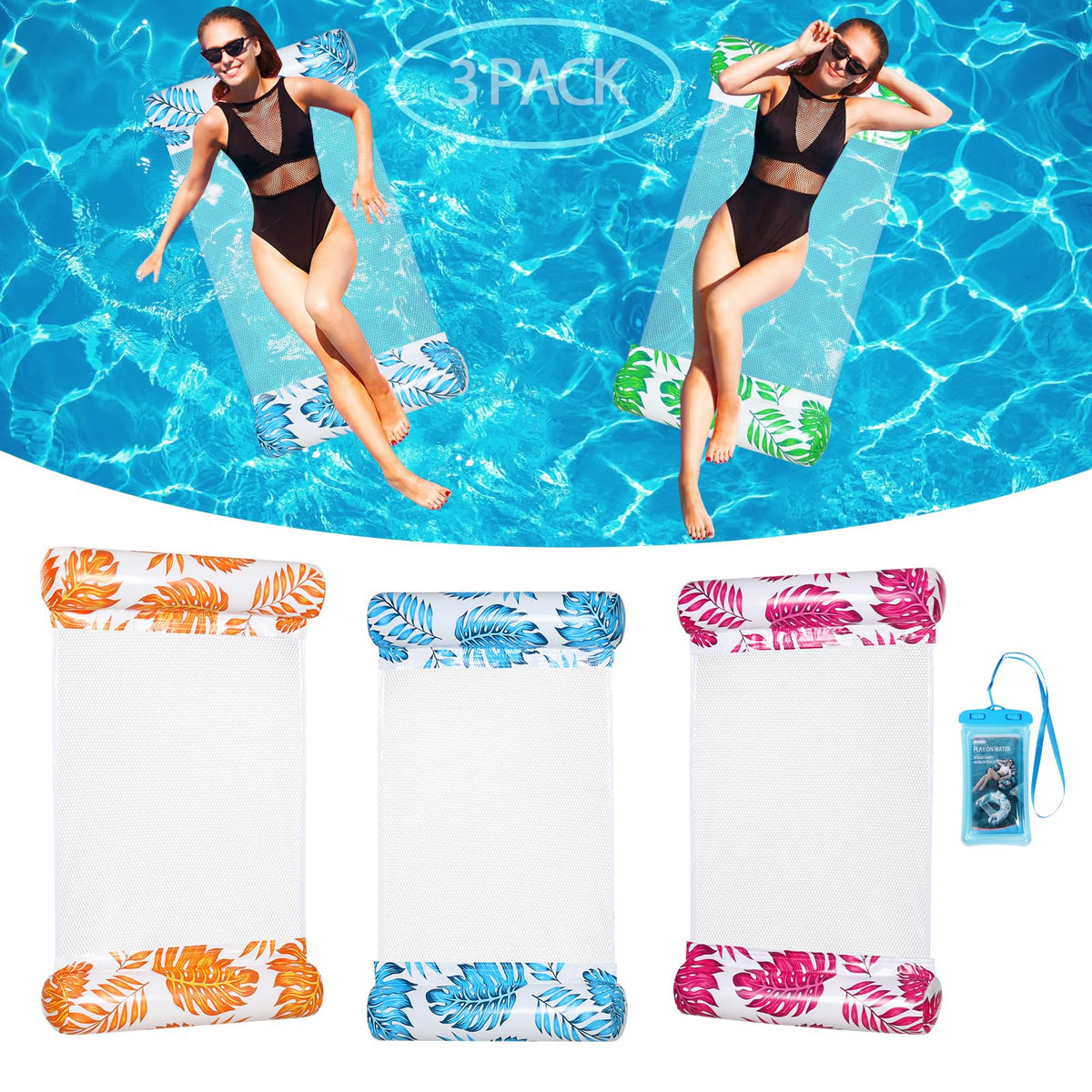3/5/8 Pack 4-in-1 XL Pool Hammock Float Y379242