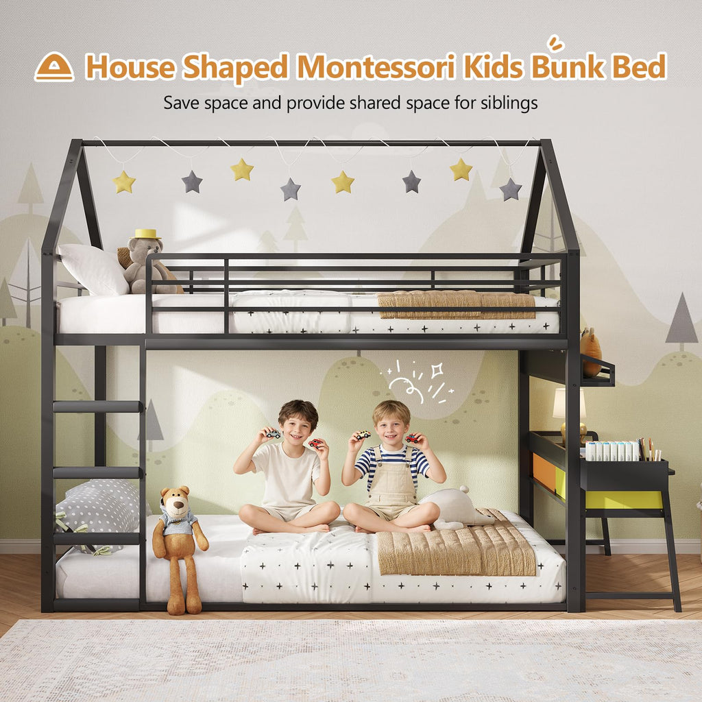 Twin Over Twin Bunk Bed with Desk and Drawers H97976