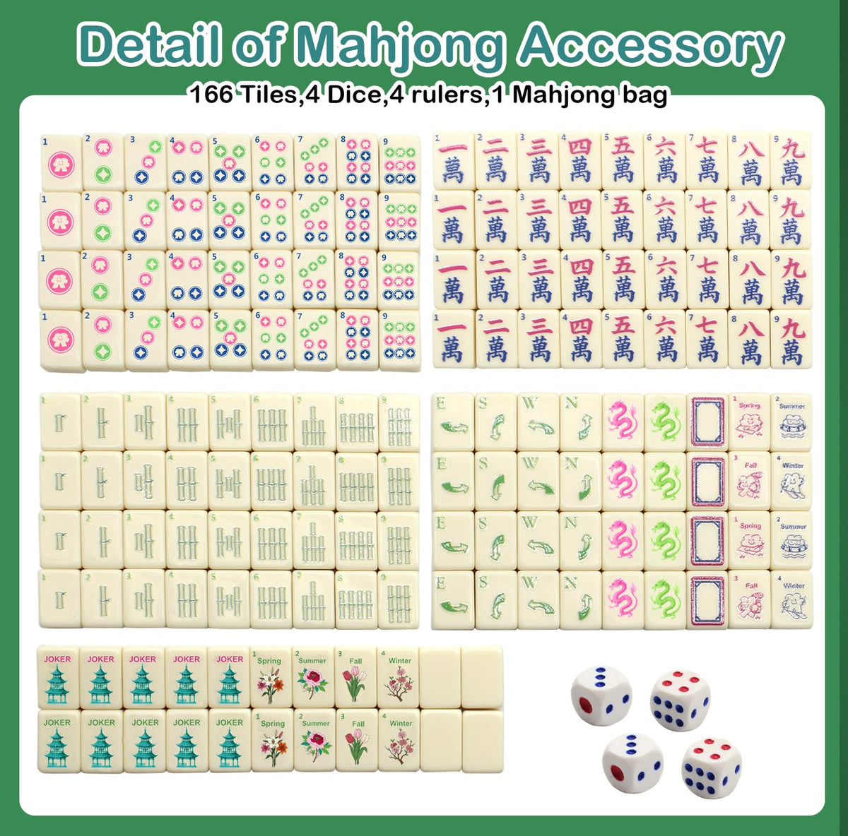 Mini Mahjong Set with 166 White Tiles Z1610