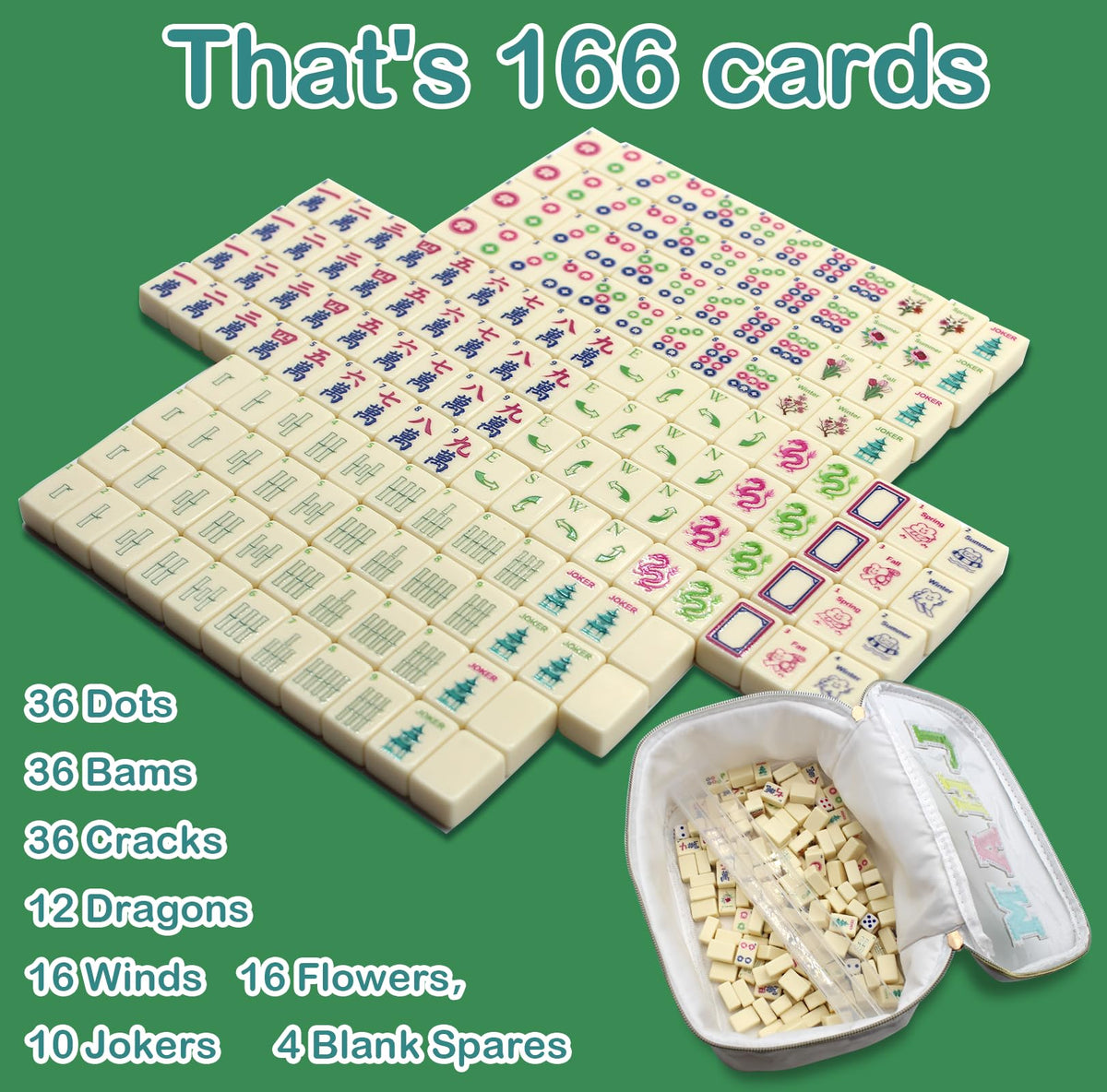 Mini Mahjong Set with 166 White Tiles Z1610